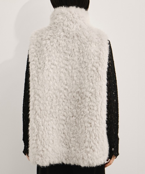ロングミックスフェイクファーベスト（その他アウター）｜LE