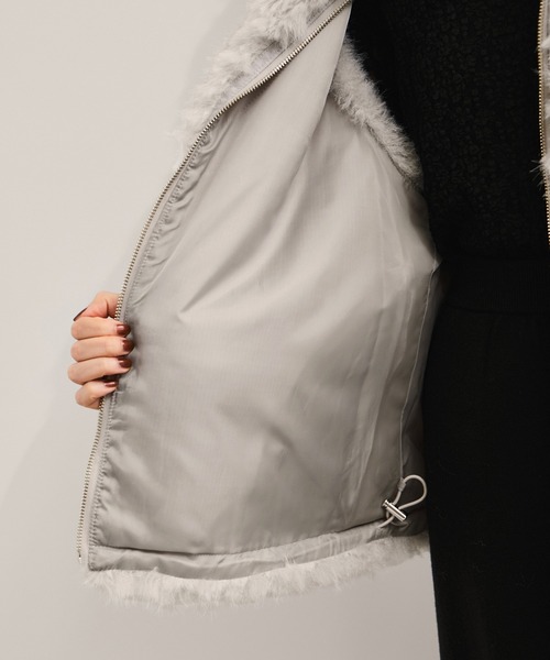 ロングミックスフェイクファーベスト（その他アウター）｜LE