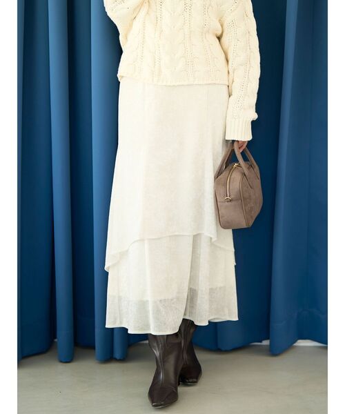 LAGUNAMOON（ラグナムーン）の「シアーベロアティアードスカート（スカート・レディース・アイボリー/ブラウン/モカ・SMALL/MEDIUM）」の2枚目の写真