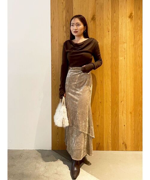 LAGUNAMOON（ラグナムーン）の「シアーベロアティアードスカート（スカート・レディース・アイボリー/ブラウン/モカ・SMALL/MEDIUM）」の3枚目の写真