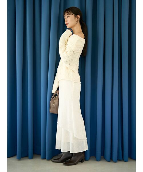 LAGUNAMOON（ラグナムーン）の「シアーベロアティアードスカート（スカート・レディース・アイボリー/ブラウン/モカ・SMALL/MEDIUM）」の4枚目の写真