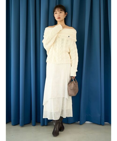 LAGUNAMOON（ラグナムーン）の「シアーベロアティアードスカート（スカート・レディース・アイボリー/ブラウン/モカ・SMALL/MEDIUM）」の12枚目の写真