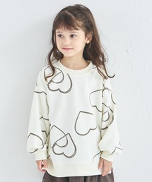 pairmanon(ペアマノン)の【サラッとスウェット】フラワー ハート 総柄 プリント 裏毛 スウェットトレーナー(スウェット)