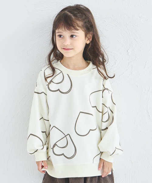 セール】【サラッとスウェット】フラワー ハート 総柄 プリント 裏毛