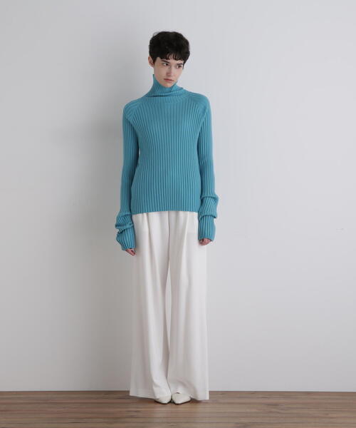 定価2,9万♪美品 ルフィル ウールリブタートルニット F ロイヤルブルー 長袖 LE PHIL（ル フィル） ニット セーター ウールリブタートル レディース