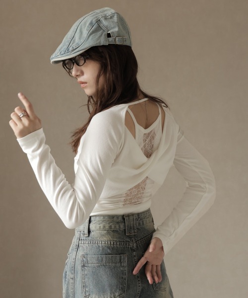 Ulysses（ユリシス）の「バックオープンカットアウトデザインカットソー（Tシャツ/カットソー・レディース・ブラック/ホワイト/グレー・F）」の10枚目の写真