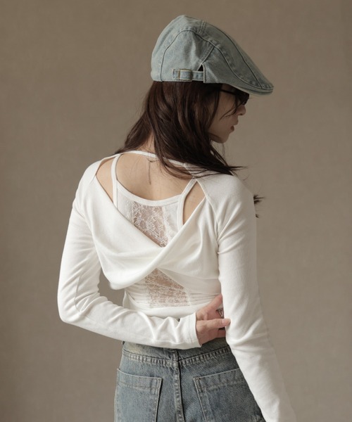 Ulysses（ユリシス）の「バックオープンカットアウトデザインカットソー（Tシャツ/カットソー・レディース・ブラック/ホワイト/グレー・F）」の12枚目の写真