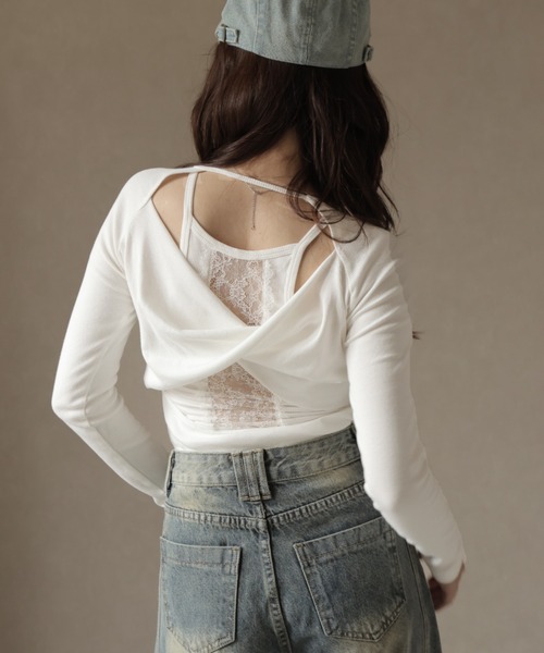 Ulysses（ユリシス）の「バックオープンカットアウトデザインカットソー（Tシャツ/カットソー・レディース・ブラック/ホワイト/グレー・F）」の13枚目の写真