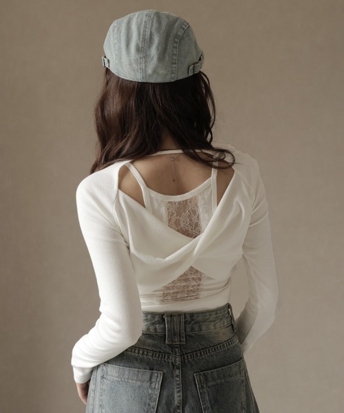 Ulysses（ユリシス）の「バックオープンカットアウトデザインカットソー（Tシャツ/カットソー・レディース・ブラック/ホワイト/グレー・F）」の14枚目の写真