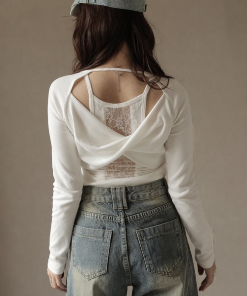 Ulysses（ユリシス）の「バックオープンカットアウトデザインカットソー（Tシャツ/カットソー・レディース・ブラック/ホワイト/グレー・F）」の15枚目の写真