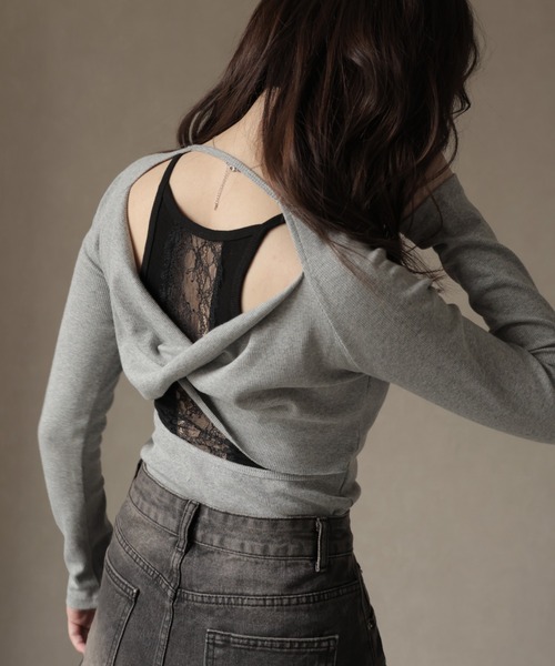 Ulysses（ユリシス）の「バックオープンカットアウトデザインカットソー（Tシャツ/カットソー・レディース・ブラック/ホワイト/グレー・F）」の22枚目の写真