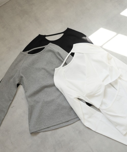 Ulysses（ユリシス）の「バックオープンカットアウトデザインカットソー（Tシャツ/カットソー・レディース・ブラック/ホワイト/グレー・F）」の7枚目の写真