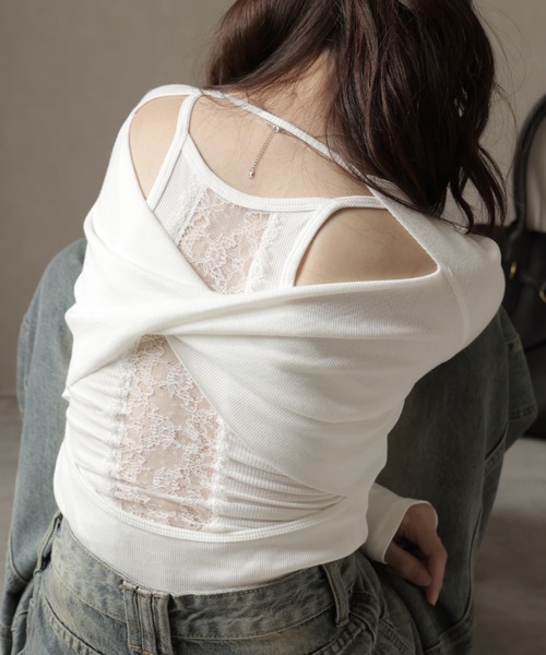 Ulysses（ユリシス）の「バックオープンカットアウトデザインカットソー（Tシャツ/カットソー・レディース・ブラック/ホワイト/グレー・F）」の8枚目の写真