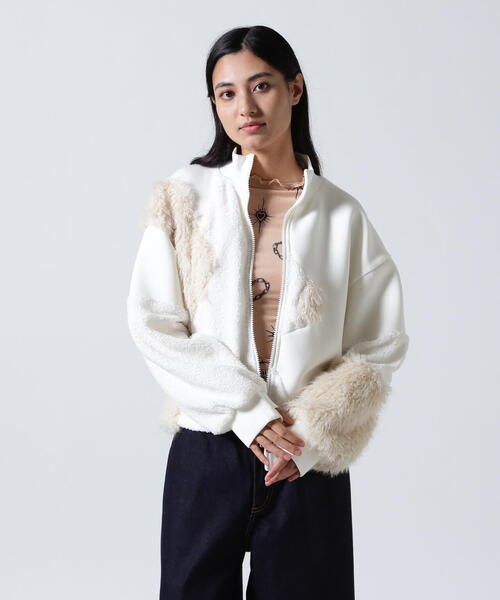 AULA AILA（アウラアイラ）の「AULA AILA/アウラアイラ/別注ボア＆ファーブルゾン（ブルゾン・レディース・ホワイト系2/ブラック・0）」の8枚目の写真