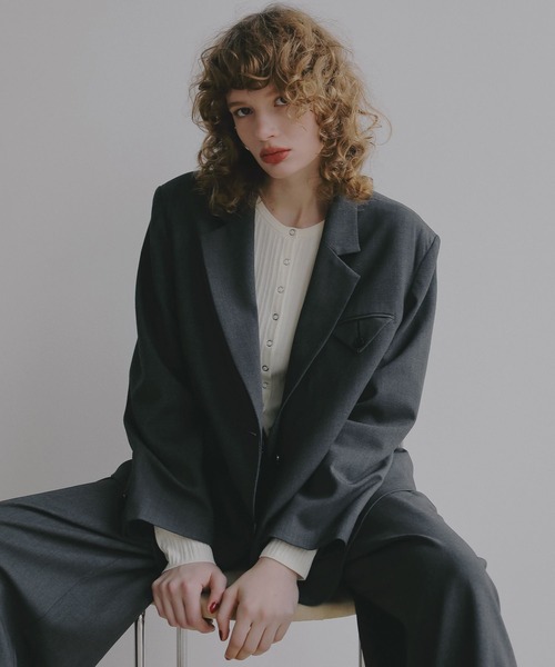 BAYFLOW（ベイフロー）の「【EF(エフ)】テーラードジャケット（WOMEN）（テーラードジャケット・レディース・ベージュ/チャコール・FREE）」の2枚目の写真