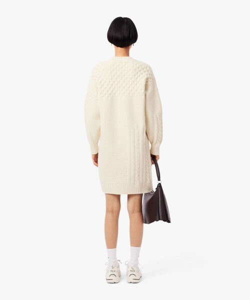 LACOSTE(ラコステ)の「パッチワークエフェクトウールニットドレスセーター(ワンピース・レディース・オフホワイト・34/38/36/40)」の2枚目の写真