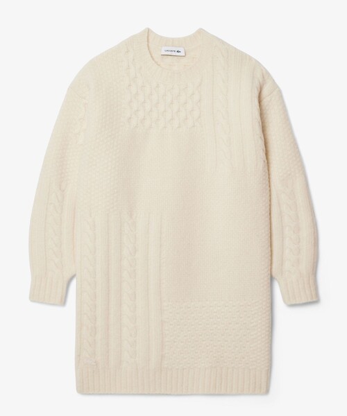 LACOSTE(ラコステ)の「パッチワークエフェクトウールニットドレスセーター(ワンピース・レディース・オフホワイト・34/38/36/40)」の4枚目の写真