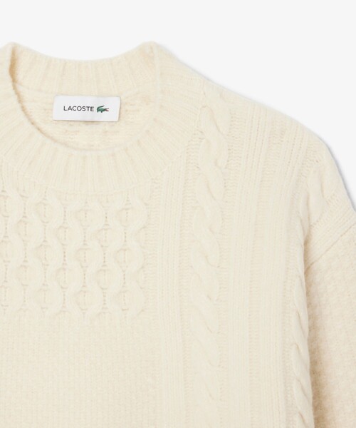 LACOSTE(ラコステ)の「パッチワークエフェクトウールニットドレスセーター(ワンピース・レディース・オフホワイト・34/38/36/40)」の5枚目の写真