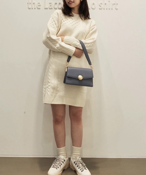 LACOSTE(ラコステ)の「パッチワークエフェクトウールニットドレスセーター(ワンピース・レディース・オフホワイト・34/38/36/40)」の8枚目の写真