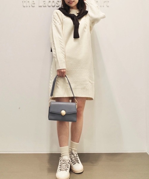 LACOSTE(ラコステ)の「パッチワークエフェクトウールニットドレスセーター(ワンピース・レディース・オフホワイト・34/38/36/40)」の9枚目の写真