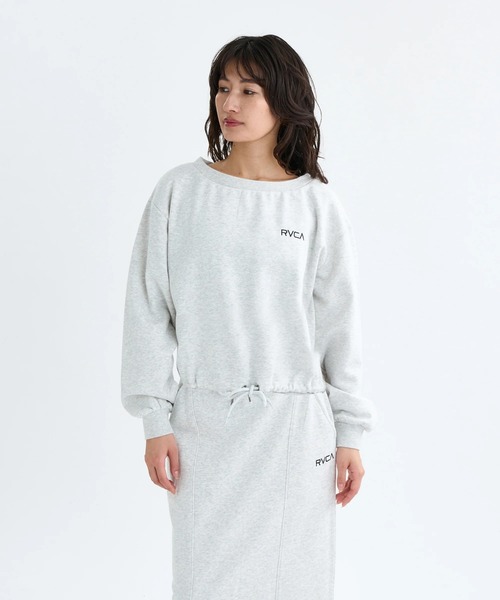 RVCA(ルーカ)の「RVCA レディース MINI RVCA OFF SHOULDER SWEAT SHIRT トレーナー 【2025年秋冬モデル】 @autumn/ルーカスウェットトレーナー(スウェット・レディース・ブラック/グレー/オフホワイト・MEDIUM/SMALL)」の1枚目の写真