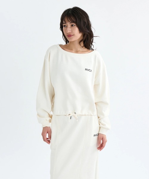 RVCA(ルーカ)の「RVCA レディース MINI RVCA OFF SHOULDER SWEAT SHIRT トレーナー 【2025年秋冬モデル】 @autumn/ルーカスウェットトレーナー(スウェット・レディース・ブラック/グレー/オフホワイト・MEDIUM/SMALL)」の2枚目の写真