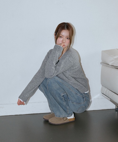 UNE MANSION（ユヌマンション）の「ラブリーフロントリボンボタンカーディガン（ニット/セーター・レディース・ベージュ/ブラック/アイボリー/グレー・FREE）」の10枚目の写真