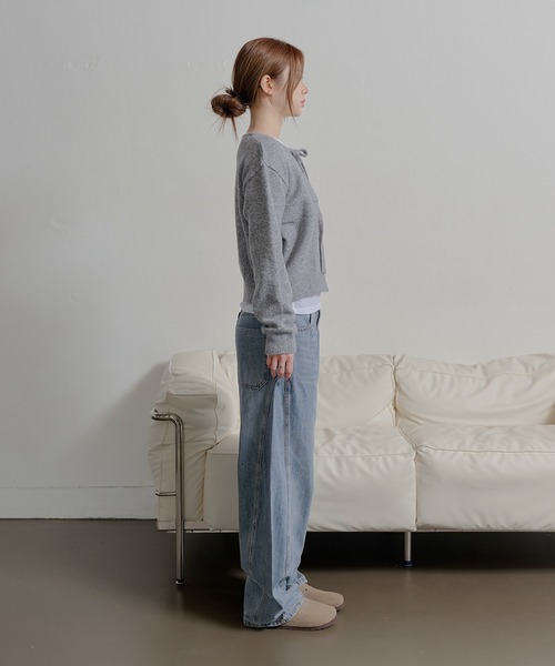 UNE MANSION（ユヌマンション）の「ラブリーフロントリボンボタンカーディガン（ニット/セーター・レディース・ベージュ/ブラック/アイボリー/グレー・FREE）」の19枚目の写真