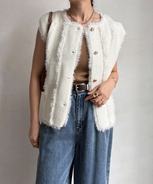 セール】【WEB限定】フリンジニットベスト（カーディガン/ボレロ