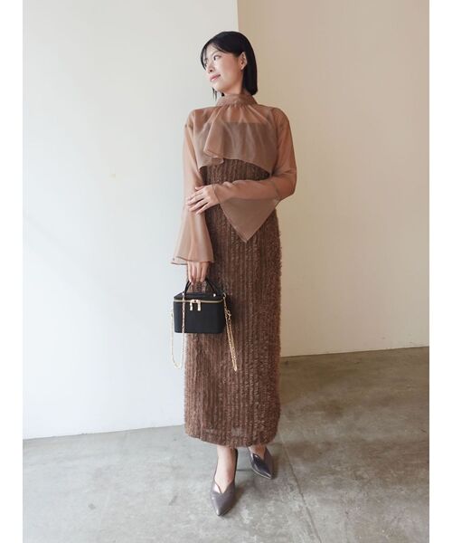 LAGUNAMOON(ラグナムーン)の「LADYブラウスレイヤードキャミワンピース 結婚式 お呼ばれ(ドレス・レディース・ブラック/ブラウン・MEDIUM/SMALL)」の12枚目の写真
