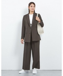 SUIT SELECT（スーツセレクト）の「【おうちで洗えるストレッチスーツ】【すぐ着られるパンツ裾上げ済仕様】【秋冬】6釦2掛けダブルワイドパンツスーツ/ウエスト内側アジャスター/「4S」（スーツセット）」