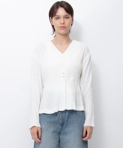 Indiaダブルクレープペプラムシャツ