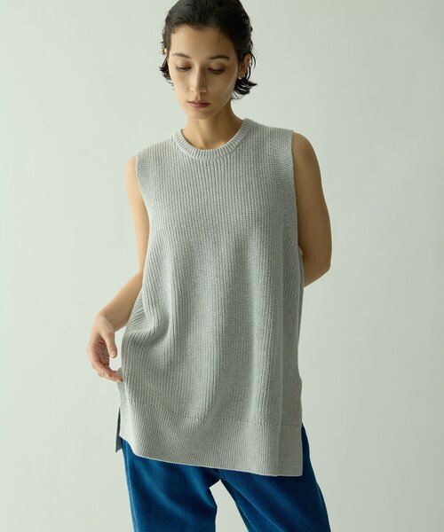 Drawing Numbers（ドローイング ナンバーズ）の「【Drawing Numbers】カタアゼベスト（ニット/セーター・レディース・ライトグレー/ブラック・38）」の2枚目の写真