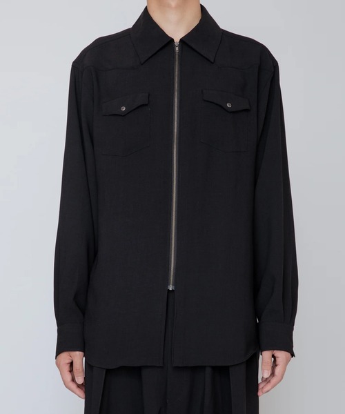 RAINMAKER(レインメーカー)の「【RAINMAKER/レインメーカー】MELANGE TWILL WESTERN SHIRT(ブルゾン・メンズ・ブラック/グレー・4/3)」の2枚目の写真