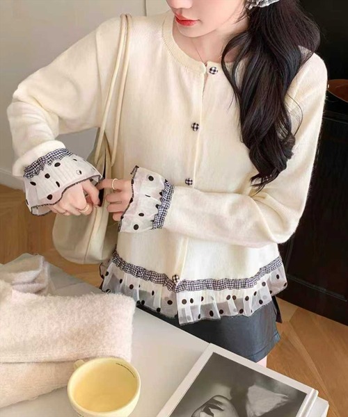 STAY MOTION（ステイモーション）の「【WEB限定】アソートフリルニットカーディガン［韓国ファッション ガーリー］≪AW新作≫（カーディガン/ボレロ・レディース・チャコールグレー/グレー/アイボリー・F）」の8枚目の写真