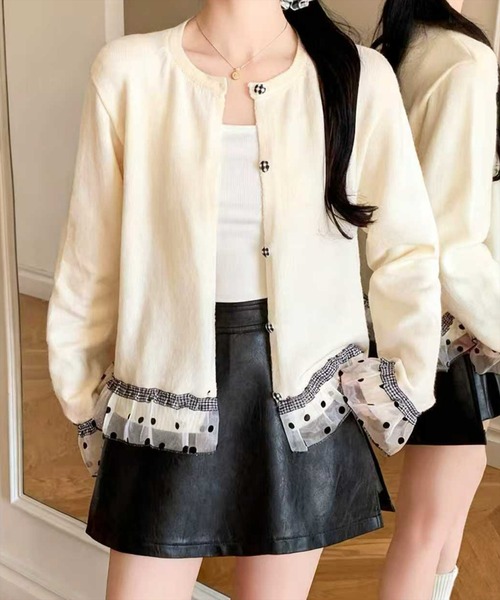 STAY MOTION（ステイモーション）の「【WEB限定】アソートフリルニットカーディガン［韓国ファッション ガーリー］≪AW新作≫（カーディガン/ボレロ・レディース・チャコールグレー/グレー/アイボリー・F）」の10枚目の写真