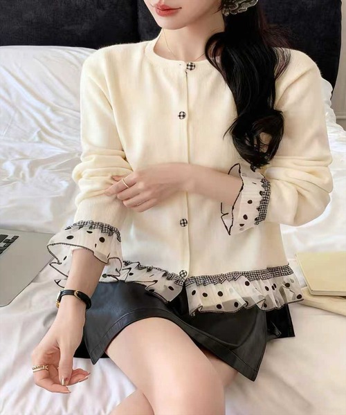 STAY MOTION（ステイモーション）の「【WEB限定】アソートフリルニットカーディガン［韓国ファッション ガーリー］≪AW新作≫（カーディガン/ボレロ・レディース・チャコールグレー/グレー/アイボリー・F）」の9枚目の写真