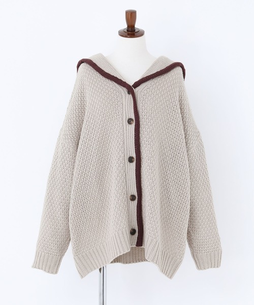 n'OrLABEL(ノアールレーベル)の「鹿の子編みセーラーカラーカーディガン(カーディガン/ボレロ・レディース・ベージュ/ブラウン・FREE)」の19枚目の写真