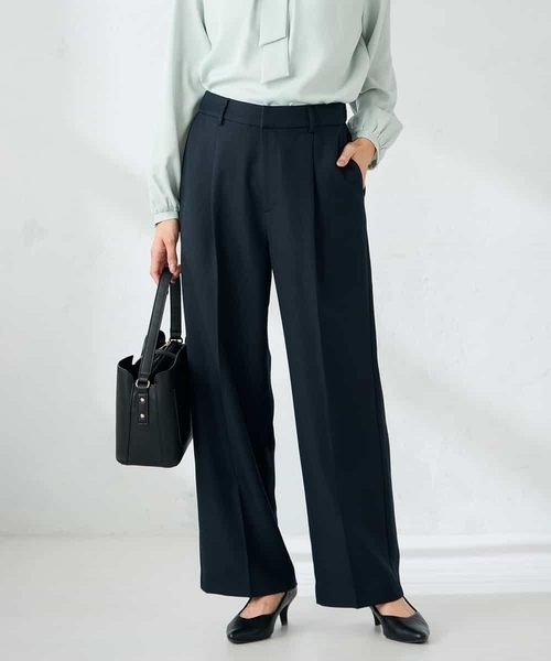 a.v.v（アーヴェヴェ）の「【洗える/イージーケア/ストレッチ】パウダーツイルワイドストレートパンツ（その他パンツ・レディース・ブラック/ブラウン/ネイビー・38/36/40/34/42）」の4枚目の写真