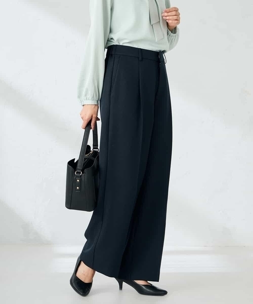 アー・ヴェ・ヴェ（a．v．v）/【洗える/イージーケア/ストレッチ】パウダーツイルワイドストレートパンツ セール】【洗える/イージーケア/ストレッチ】パウダーツイルワイド