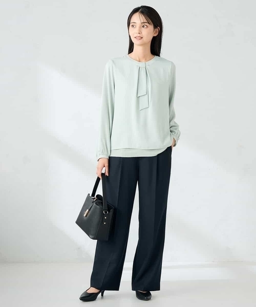 a.v.v（アーヴェヴェ）の「【洗える/イージーケア/ストレッチ】パウダーツイルワイドストレートパンツ（その他パンツ・レディース・ブラック/ブラウン/ネイビー・38/36/40/34/42）」の8枚目の写真