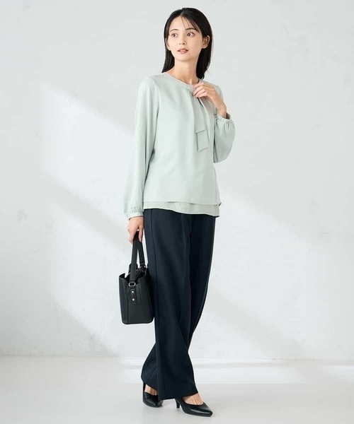 a.v.v（アーヴェヴェ）の「【洗える/イージーケア/ストレッチ】パウダーツイルワイドストレートパンツ（その他パンツ・レディース・ブラック/ブラウン/ネイビー・38/36/40/34/42）」の10枚目の写真