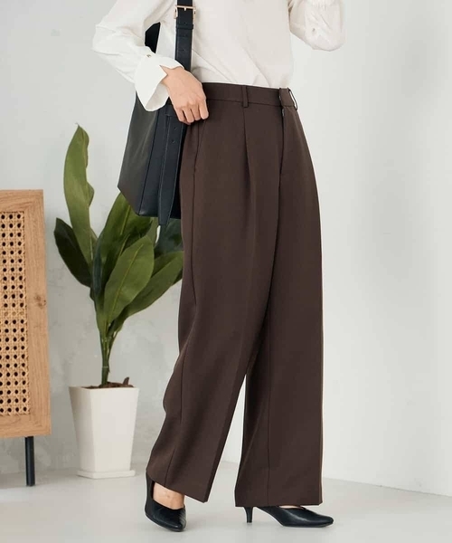 a.v.v（アーヴェヴェ）の「【洗える/イージーケア/ストレッチ】パウダーツイルワイドストレートパンツ（その他パンツ・レディース・ブラック/ブラウン/ネイビー・38/36/40/34/42）」の15枚目の写真