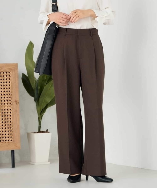 a.v.v（アーヴェヴェ）の「【洗える/イージーケア/ストレッチ】パウダーツイルワイドストレートパンツ（その他パンツ・レディース・ブラック/ブラウン/ネイビー・38/36/40/34/42）」の16枚目の写真