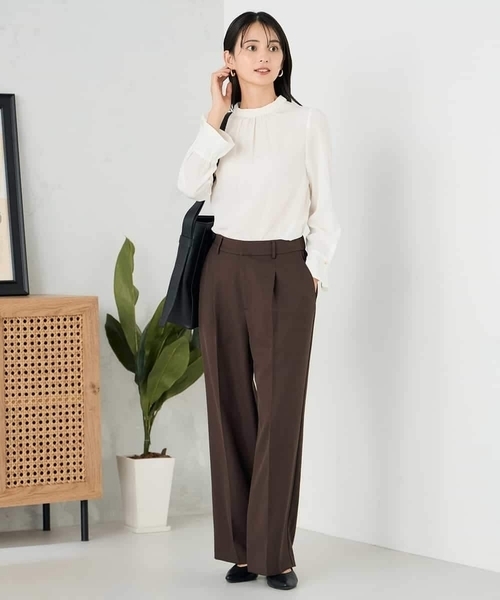 アー・ヴェ・ヴェ（a．v．v）/【洗える/イージーケア/ストレッチ】パウダーツイルワイドストレートパンツ セール】【洗える/イージーケア/ストレッチ】パウダーツイルワイド