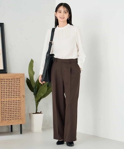 a.v.v（アーヴェヴェ）の「【洗える/イージーケア/ストレッチ】パウダーツイルワイドストレートパンツ（その他パンツ・レディース・ブラック/ブラウン/ネイビー・38/36/40/34/42）」の18枚目の写真