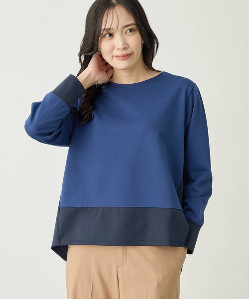 A/C DESIGN BY ALPHA CUBIC(エーシーデザインバイアルファキュービック)の「ポンチ裏起毛バイカラープルオーバー(Tシャツ/カットソー・レディース・ライトグレー/ブルー・M/L)」の5枚目の写真