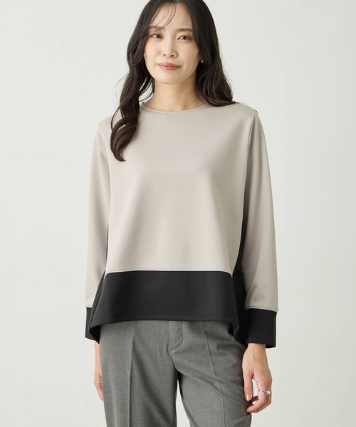 A/C DESIGN BY ALPHA CUBIC(エーシーデザインバイアルファキュービック)の「ポンチ裏起毛バイカラープルオーバー(Tシャツ/カットソー・レディース・ライトグレー/ブルー・M/L)」の1枚目の写真