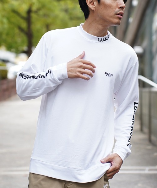 LUXE/R GOLF（ラグジュ ゴルフ）の「(RM)【LUXE/R GOLF】ストレッチ スムース モックネック プルオーバー（Tシャツ/カットソー・メンズ・オフホワイト/オリーブ/ブラック・M/L/XL）」の2枚目の写真