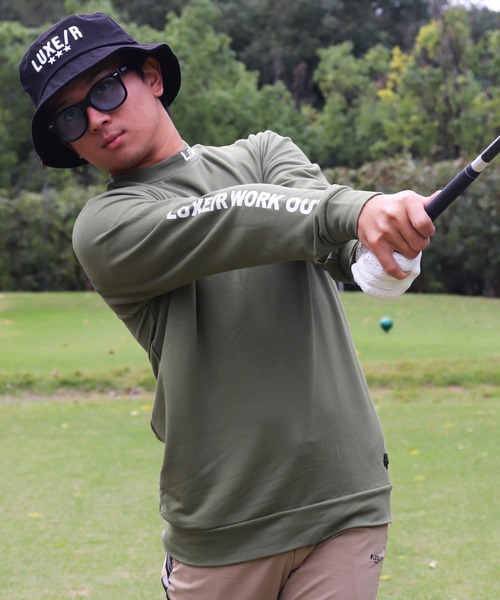 LUXE/R GOLF（ラグジュ ゴルフ）の「(RM)【LUXE/R GOLF】ストレッチ スムース モックネック プルオーバー（Tシャツ/カットソー・メンズ・オフホワイト/オリーブ/ブラック・M/L/XL）」の3枚目の写真